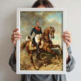 Custom Horse Commander Portrait – Man on Red Stallion in Military Uniform