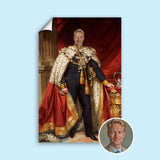 Custom Coronation Portrait – Man in Regal Cape with Crown and Scepter