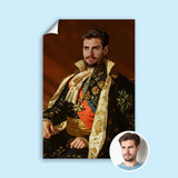 Custom Royal Embroidered Portrait – Man in Regal Floral Suit and Sash