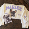 Custom Pet Portrait Sweatshirt with Polka Dot Varsity Name