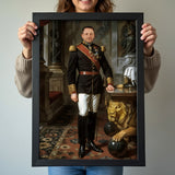 Custom Royal Portrait – Man in Suit with Lion at His Side