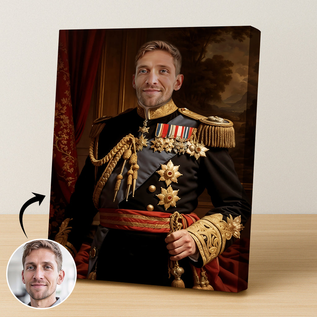 Custom Royal Admiral Portrait – Man in Black and Gold Uniform with Medals