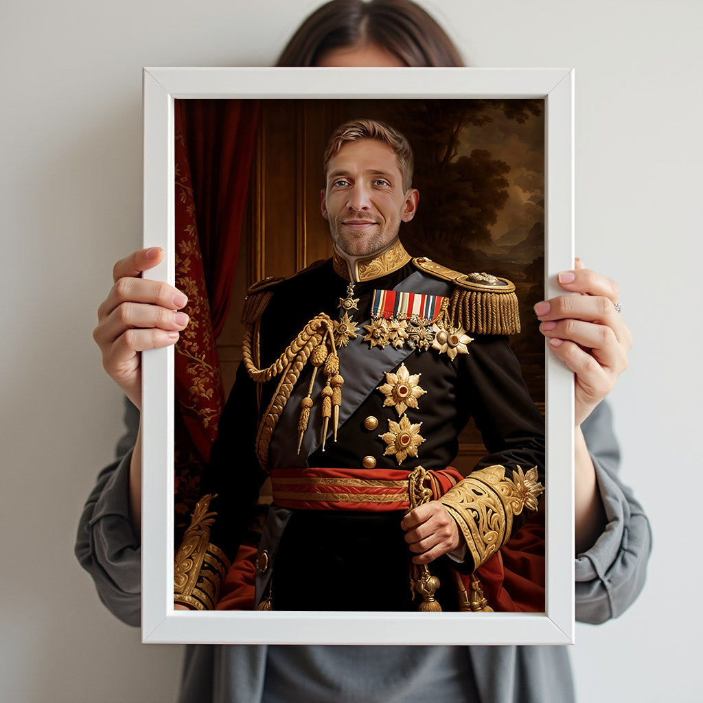 Custom Royal Admiral Portrait – Man in Black and Gold Uniform with Medals