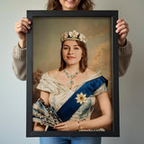 Renaissance style custom portrait of elegant royal lady with tiara