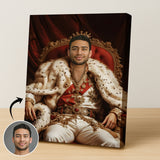Custom Red Throne Portrait – Man in Crown and Red Royal Cape