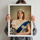 Renaissance style custom portrait of elegant royal lady with tiara