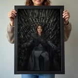 Queen sitting on Game of Thrones-style throne in custom portrait