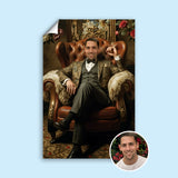 Custom Modern Throne Portrait – Man in Floral Suit Sitting in Armchair