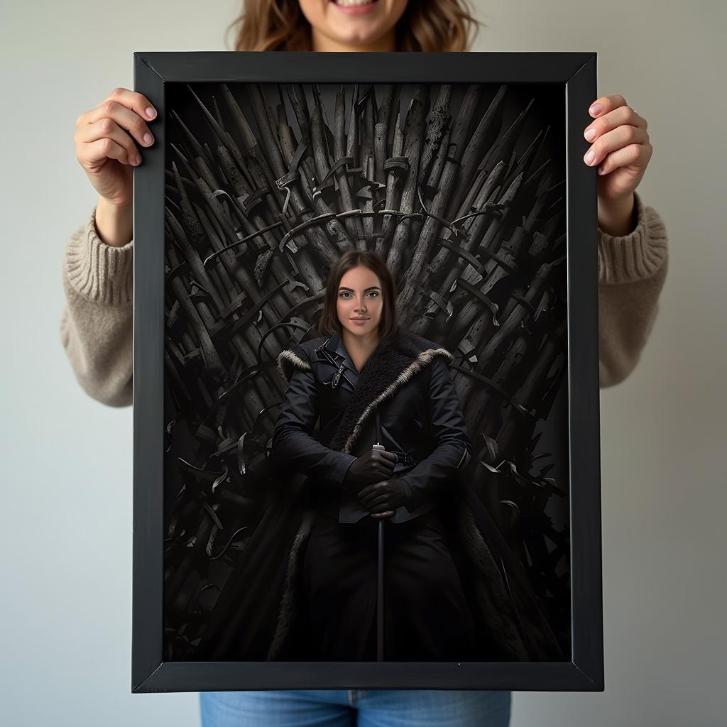 Custom female portrait on Iron Throne in Game of Thrones style