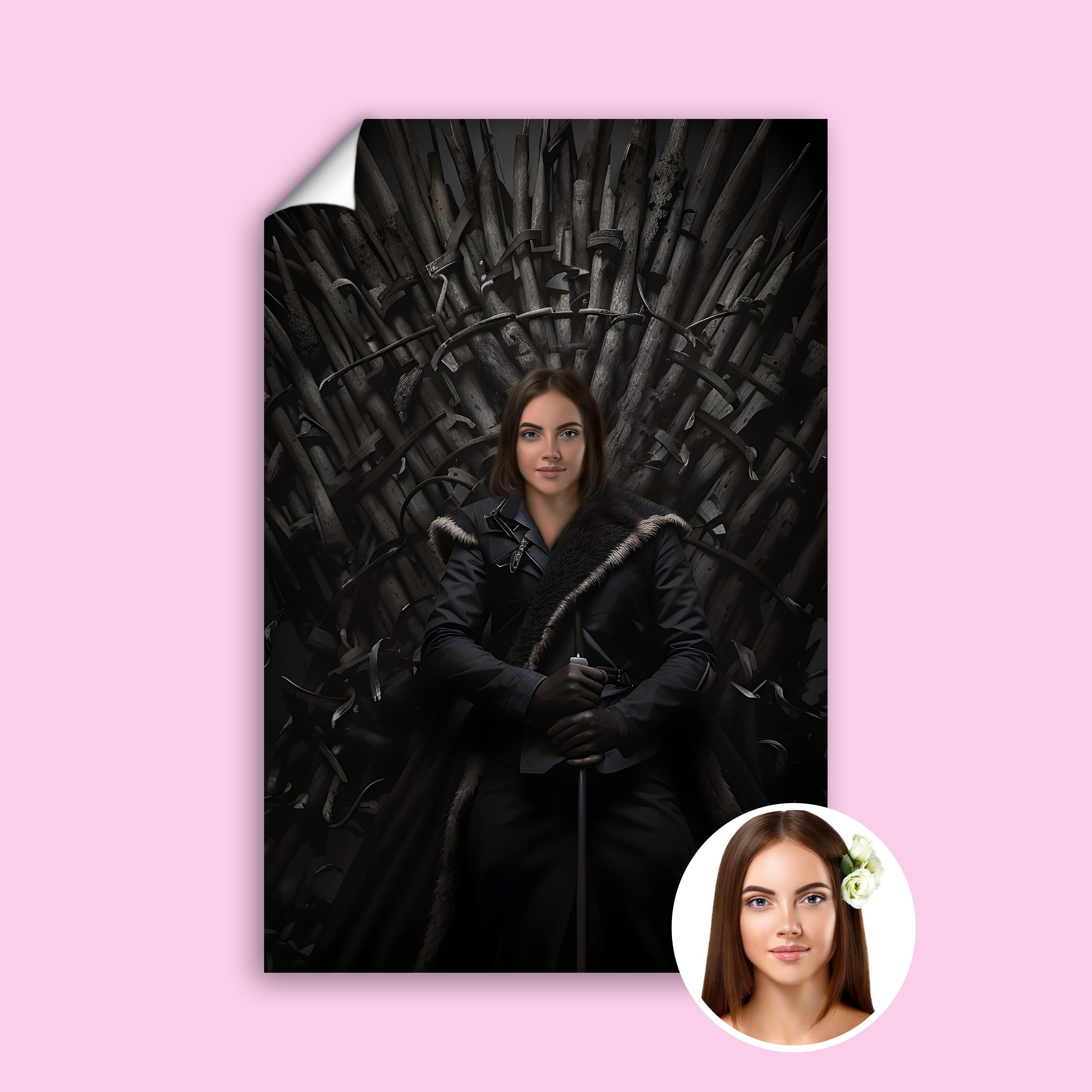Custom female portrait on Iron Throne in Game of Thrones style