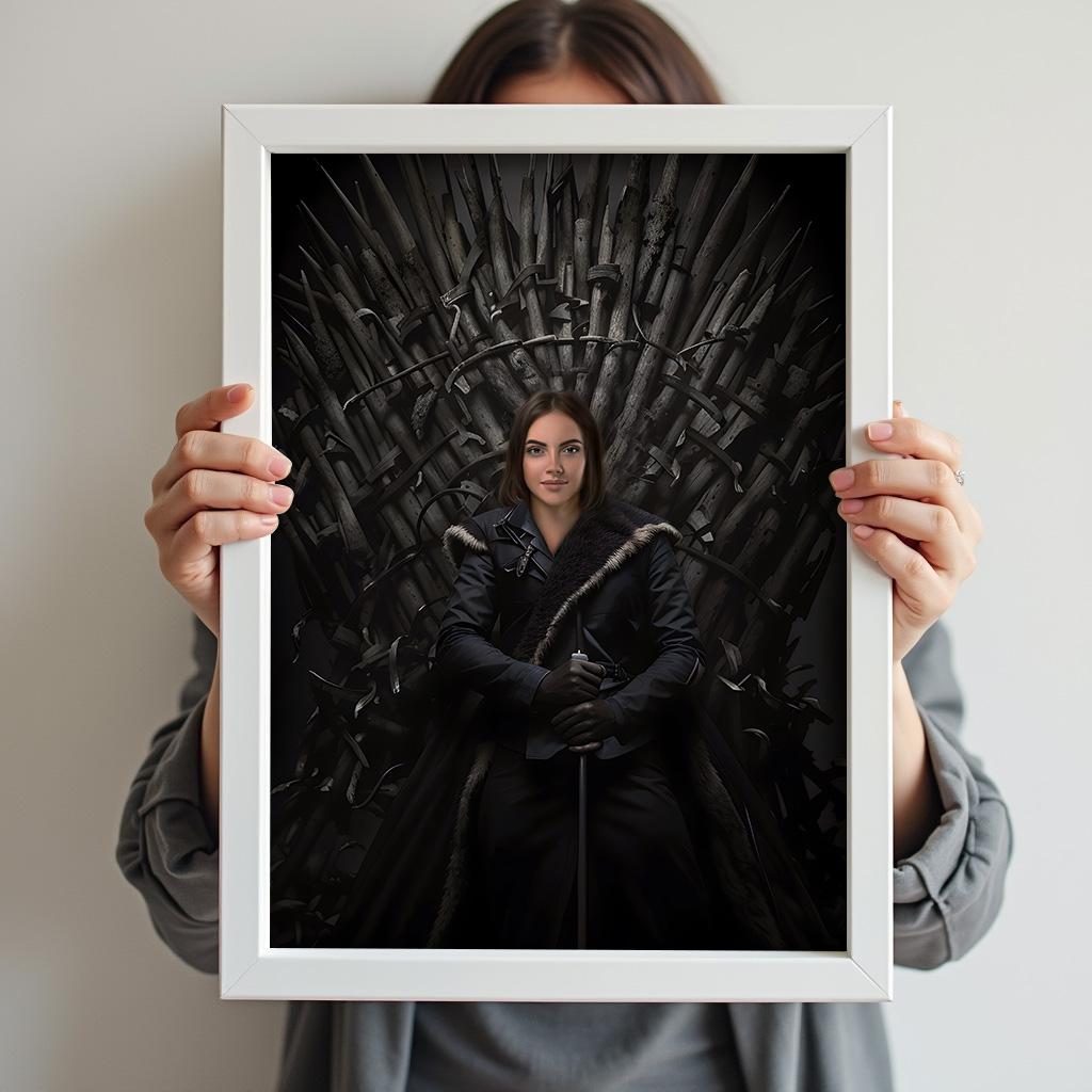 Custom female portrait on Iron Throne in Game of Thrones style