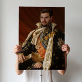 Custom Floral King Portrait – Man in Embroidered Robe with Sash