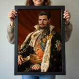Custom Floral King Portrait – Man in Embroidered Robe with Sash