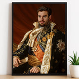 Custom Floral King Portrait – Man in Embroidered Robe with Sash