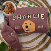 Embroidered Pet Portrait Sweatshirt with Custom Name – Varsity Style
