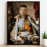 Custom French Emperor Portrait – Man in Green Royal Attire with Crown