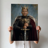 Custom King Portrait – Man in Armor with Crown and Sword