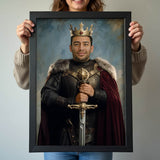 Custom King Portrait – Man in Armor with Crown and Sword
