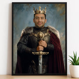 Custom King Portrait – Man in Armor with Crown and Sword
