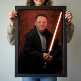 Custom Sith Lord Portrait – Man in Black Robes with Red Lightsaber