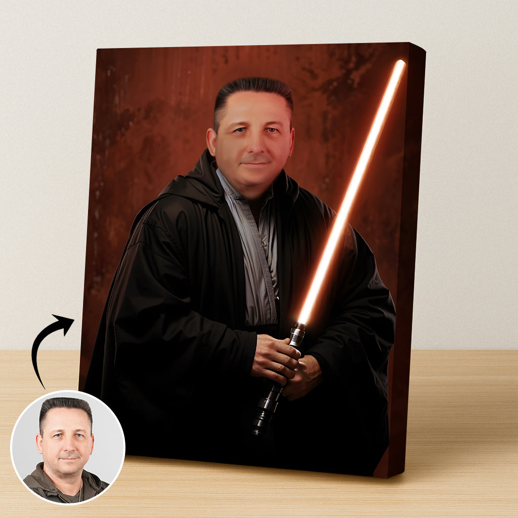 Custom Sith Lord Portrait – Man in Black Robes with Red Lightsaber