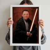 Custom Sith Lord Portrait – Man in Black Robes with Red Lightsaber