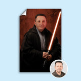 Custom Sith Lord Portrait – Man in Black Robes with Red Lightsaber