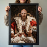 Custom Nobleman Portrait – Bearded Man in Red Robe with Fur