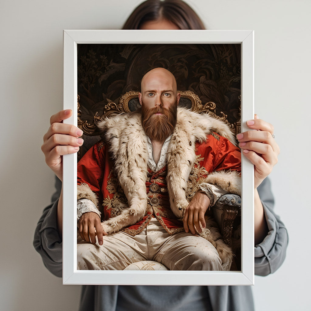 Custom Nobleman Portrait – Bearded Man in Red Robe with Fur