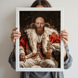 Custom Nobleman Portrait – Bearded Man in Red Robe with Fur