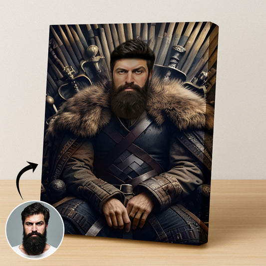 Custom Iron Throne Portrait – Man in Fur Cloak on Sword Throne