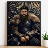 Custom Iron Throne Portrait – Man in Fur Cloak on Sword Throne