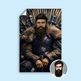 Custom Iron Throne Portrait – Man in Fur Cloak on Sword Throne