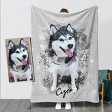 Personalized Watercolor Pet Blanket - Pet Watercolor Style - Blanket - 1 Pet - Furr and Family