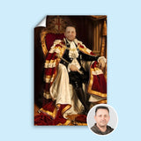 Custom Lord of Parliament Portrait – Man Seated in Red & Gold Noble Outfit