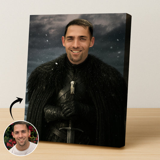 Custom Night’s Watch Portrait – Man in Black Cloak in Snowy Background
