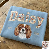Custom Floral Pet Portrait Embroidered Sweatshirt