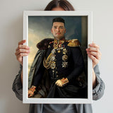 Custom Navy Marshal Portrait – Man in Dark Uniform with Gold Medals