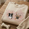 Custom Floral Pet Embroidered Sweatshirt with Heart and Bow