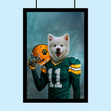 Football Star Samoyed Custom Pet Portrait | Personalized Pet Football Art - 1 Pet - Furr and Family