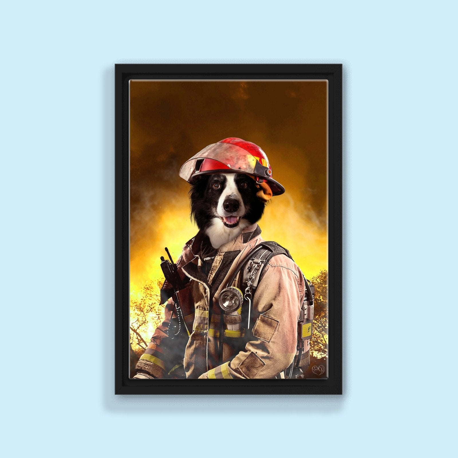 Heroic Firefighter - Custom Pet Portrait - 1 Pet - Furr and Family