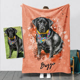 Personalized Watercolor Pet Blanket - Pet Watercolor Style - Blanket - 1 Pet - Furr and Family