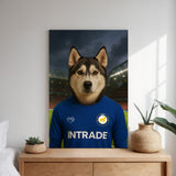 Custom pet portrait of a dog in 2025/26 Chelsea football jersey