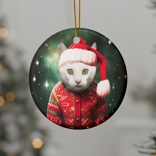 Personalized Ceramic Pet Christmas Theme Ornament - Custom Christmas Ceramic Ornament