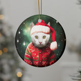 Personalized Ceramic Pet Christmas Theme Ornament - Custom Christmas Ceramic Ornament