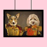 Majestic Military Duo - Custom Pet Portrait - 2 Pets - Furr and Family
