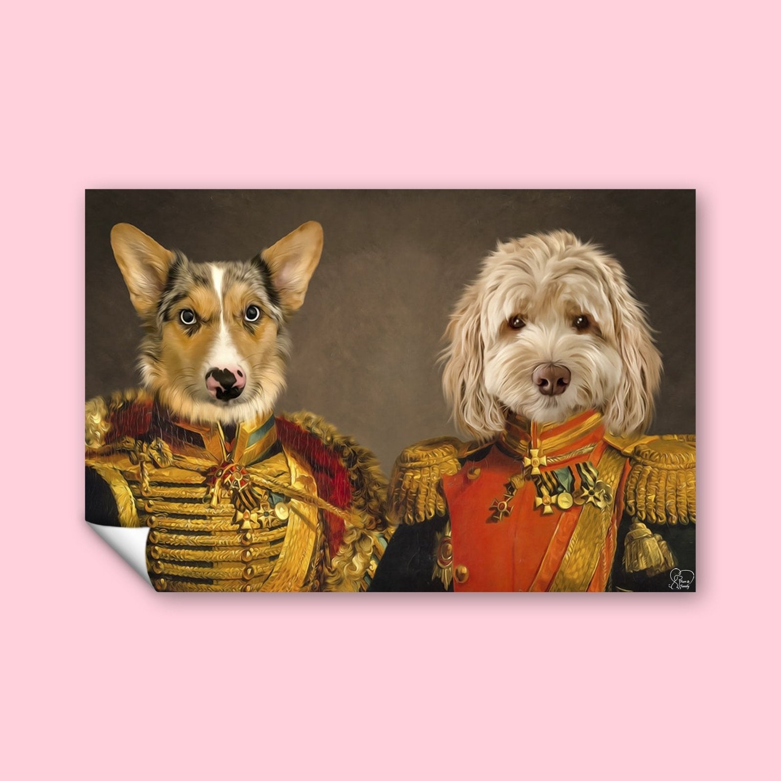 Majestic Military Duo - Custom Pet Portrait - 2 Pets - Furr and Family