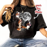 Personalized Dog & Cat with Moon Design and Pet Photo for Mom & Dad Tshirts - Sweatshirts & Hoodies