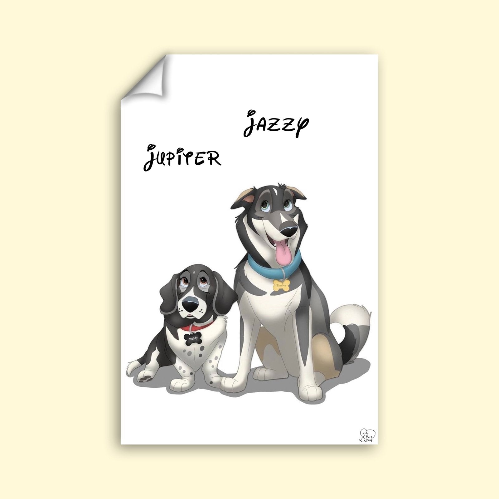 Disney Pet Art Style - Custom Pet Portrait - 1 Pet - Furr and Family