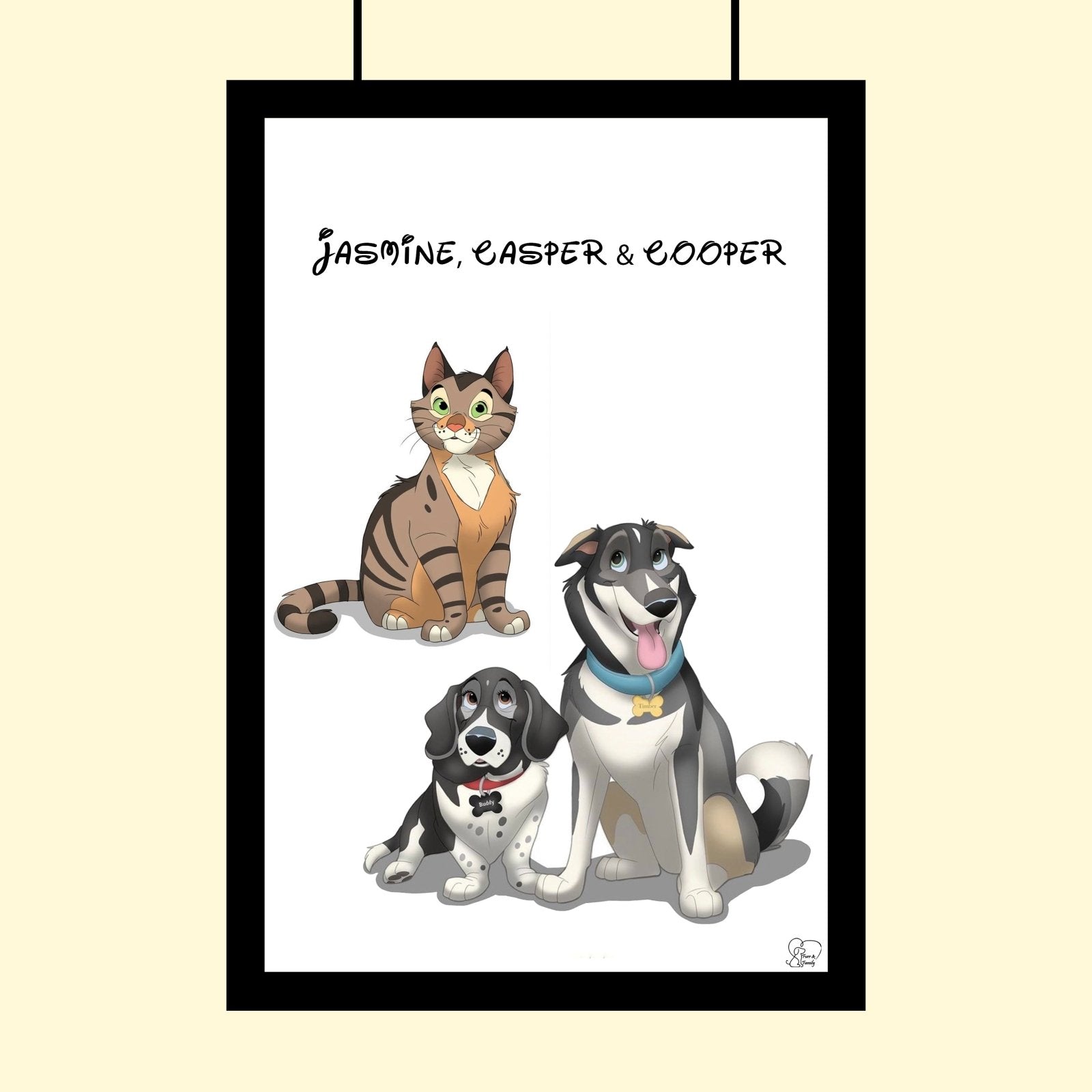 Disney Pet Art Style - Custom Pet Portrait - 1 Pet - Furr and Family